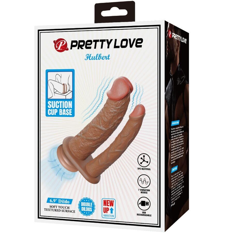PRETTY LOVE - HULBERT DUBBELE REALISTISCHE DILDO MET VIBRATIE MULATO