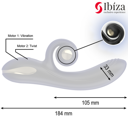 IBIZA - TWISTER VIBRATOR MIT KURVENSTIMULATOR UND VIBRO-ROTATION