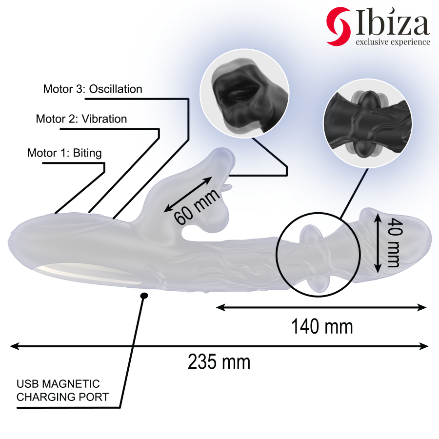 IBIZA - VIBRATOR UND KLITORIS-STIMULATOR MIT BEISS- UND ROTATIONSEFFEKT
