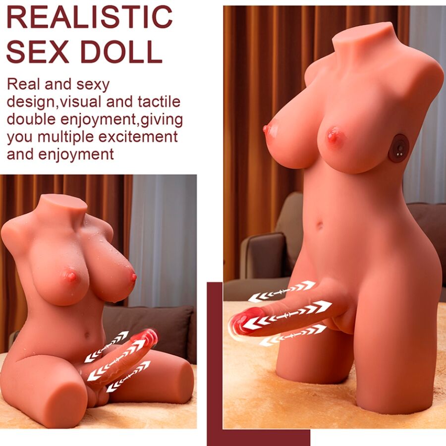 XISE - MIAH LADY BOY WEIBLICHER TORSO MIT DILDO MIT VIBRATION UND STOSSFUNKTION 55 CM