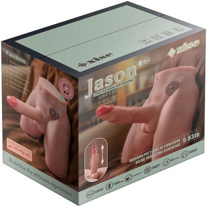 XISE - JASON REALISTISCHER DILDO-MASTURBATOR MIT STOSS- UND VIBRATIONSMÖGLICHKEITEN, 17 CM