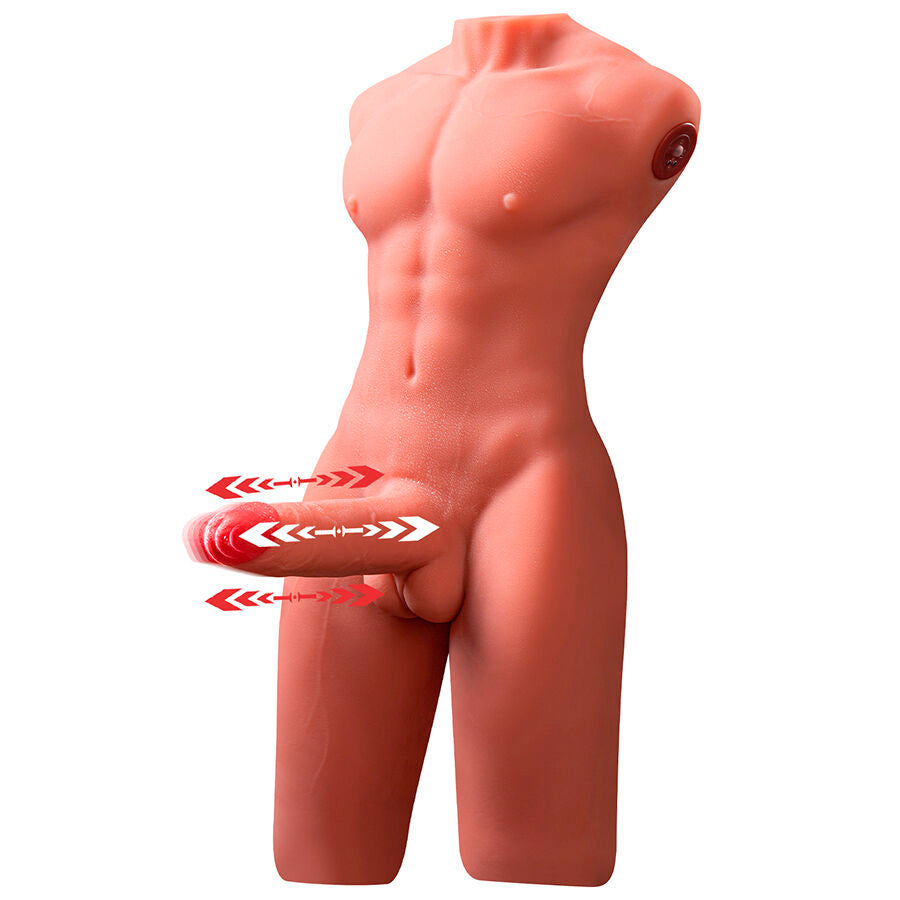 XISE – JASON HALBKÖRPER REALISTISCHER MÄNNLICHER TORSO MIT STOSS- UND VIBRATIONSMÖGLICHKEITEN 55 CM