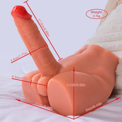 XISE - REALISTISCHER DILDO-MASTURBATOR MIT FRONTPOSITION UND STOSSFUNKTION, 17,5 CM