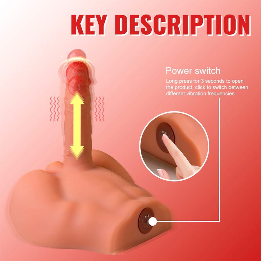 XISE - REALISTISCHER DILDO-MASTURBATOR MIT FRONTPOSITION UND STOSSFUNKTION, 17,5 CM