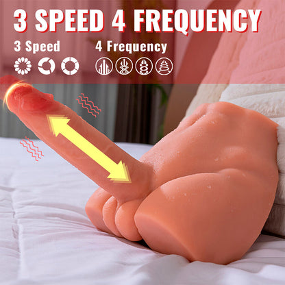 XISE - REALISTISCHER DILDO-MASTURBATOR MIT FRONTPOSITION UND STOSSFUNKTION, 17,5 CM