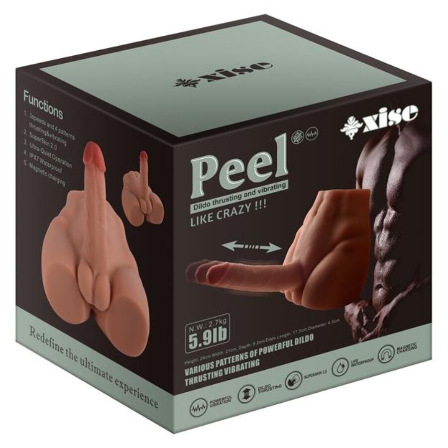 XISE - REALISTISCHER DILDO-MASTURBATOR MIT FRONTPOSITION UND STOSSFUNKTION, 17,5 CM