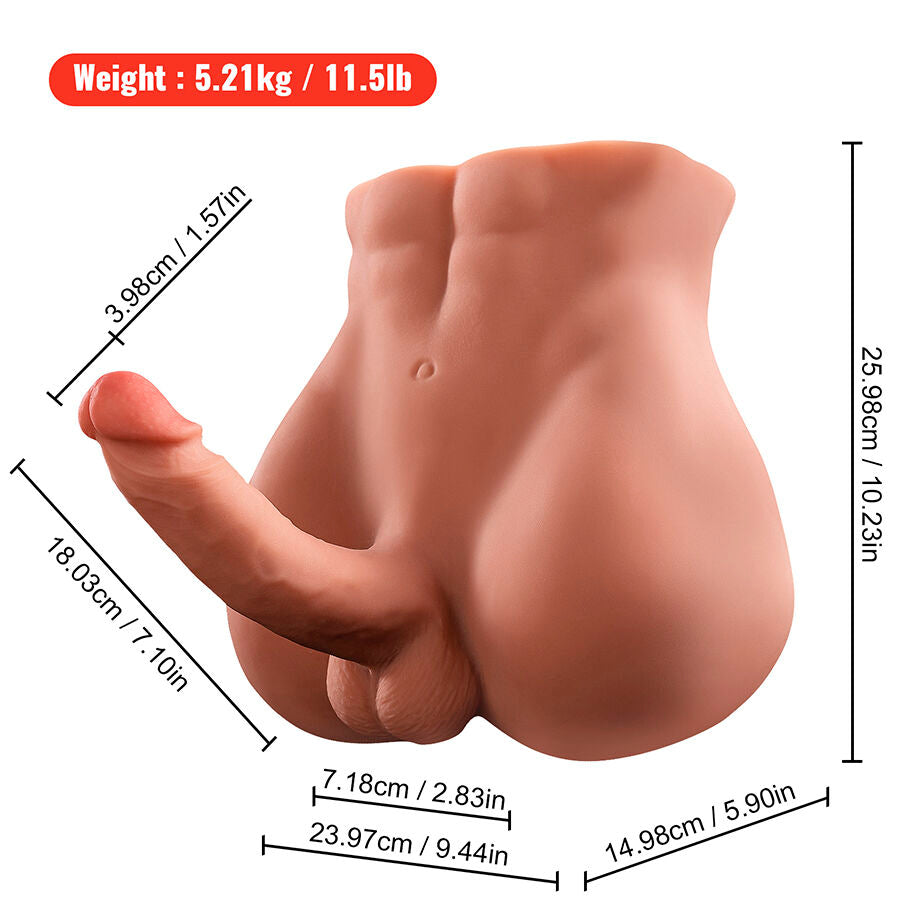XISE - BERTLETT DILDO ASS REALISTISCHER DILDO UND ANUS-MASTURBATOR FRONTPOSITION MIT STOSSFUNKTION 18 CM