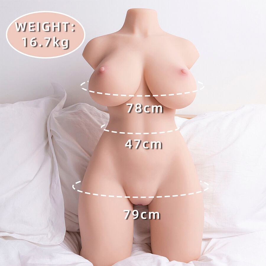 XISE – Realistischer, gepflegter weiblicher Torso mit Stoßfunktion, 71 cm