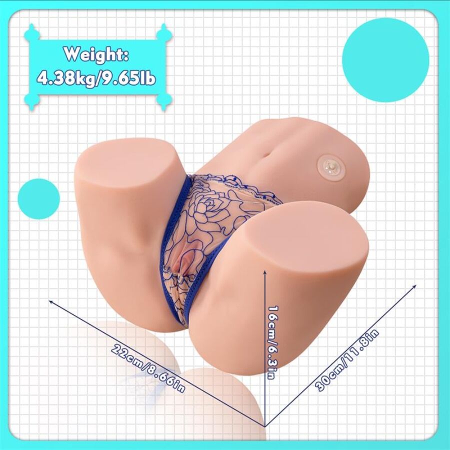 XISE - MAYA Realistischer Masturbator mit Saugfunktion für Vagina und Anus, Vibration und Saugfunktion, 4,5 kg