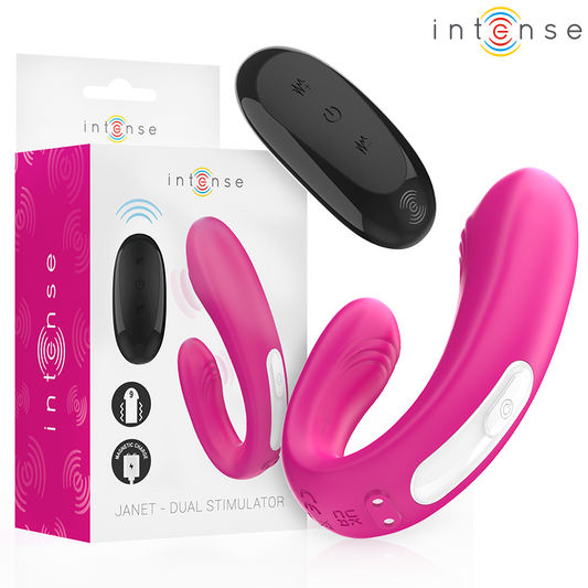 INTENSE - JANET DOPPELTER U-FÖRMIGER STIMULATOR UND VIBRATOR MIT FERNBEDIENUNG ROSA