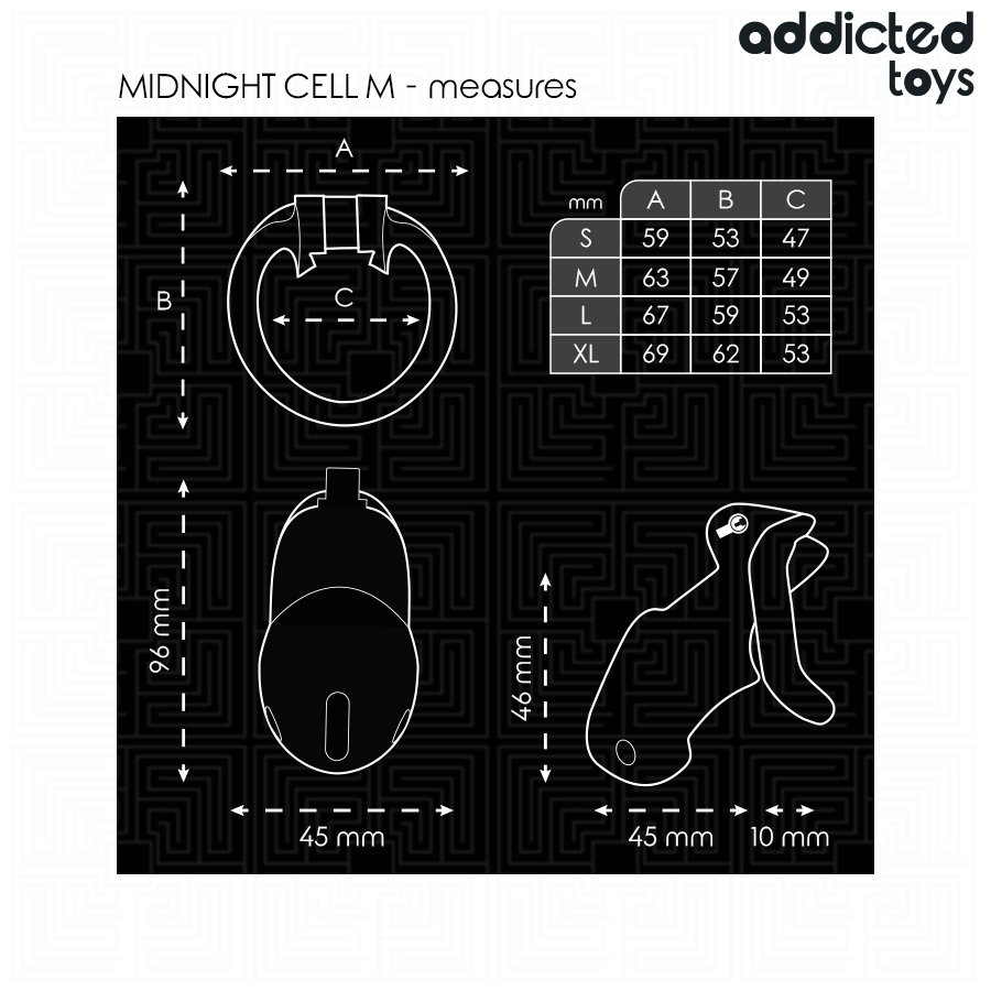 ADDICTED TOYS LOCKED - MINDNIGHT CELL PENIS CAGE GRÖSSE M