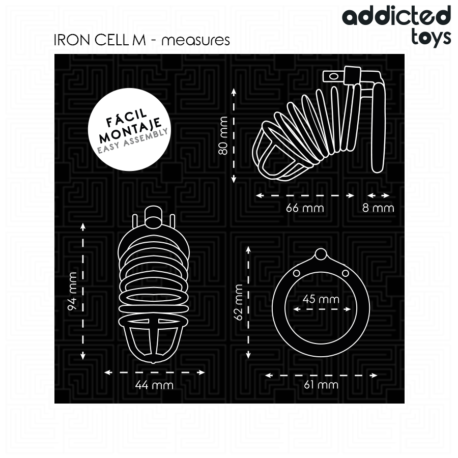 ADDICTED TOYS LOCKED - IRON CELL METALL-PENISKÄFIG GRÖSSE M