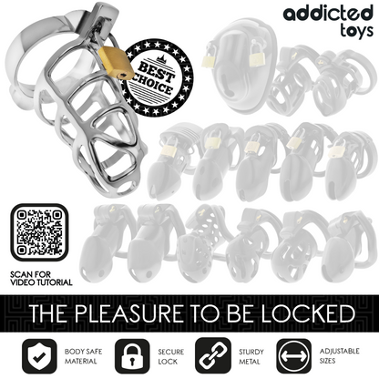 ADDICTED TOYS LOCKED - SILBERNES SCHLOSS PENISKÄFIG METALL GRÖSSE M