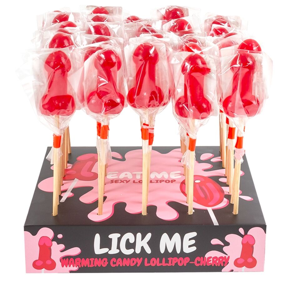 SECRETPLAY - CHERRY CANDY PENIS LOLLIPOP DISPLAY MIT SCHARFEM WÄRMEEFFEKT (40 STÜCK)