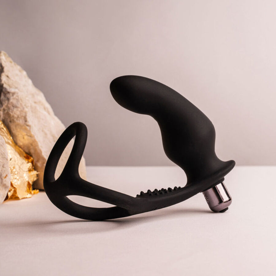 ROCKS-OFF - RO-ZEN RRO ANAL PLUG MIT VIBRIERENDEM PENISRING SCHWARZ