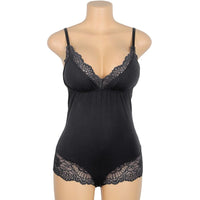 SUBBLIME - SCHWARZER TEDDY MIT BLUMENSPITZENDETAIL L/XL
