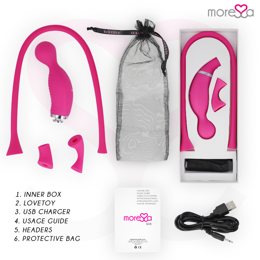 MORESSA - KIRK DUO ONDES STIMULANTES + MASSEUR MULTIFONCTIONNEL RECHARGEABLE EN SILICONE PREMIUM