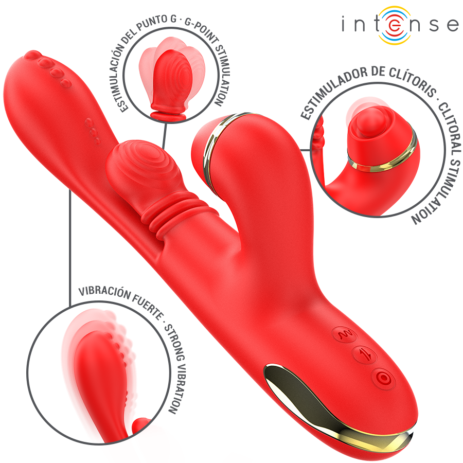 INTENSE - KATY MULTIFUNKTIONS-KLITORIS-STIMULATOR 4 AUSTAUSCHBARE KÖPFE ROT