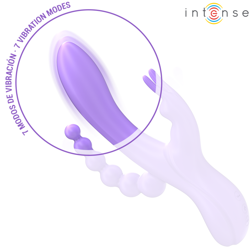 INTENSE - MIKO TRIPLE VIBRATEUR LAPIN &amp; STIMULATEUR &amp; ANAL 7 VIBRATIONS VIOLET