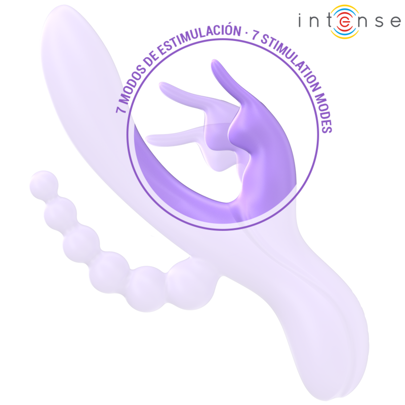 INTENSE - MIKO TRIPLE VIBRATEUR LAPIN &amp; STIMULATEUR &amp; ANAL 7 VIBRATIONS VIOLET