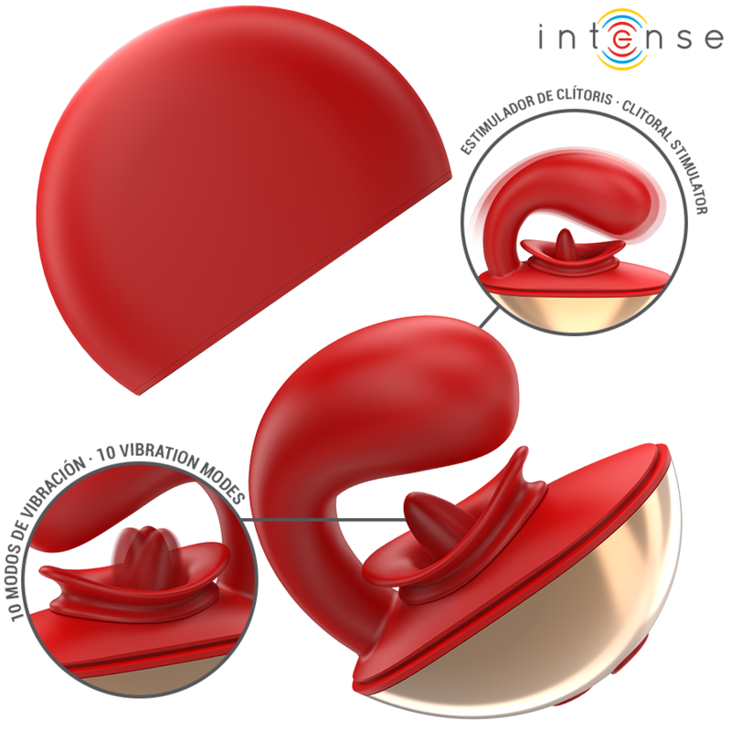 INTENSE - MARIAH VIBRATOR &amp; STIMULATOR IN U-SHAPE 10 VIBRATIONS RED