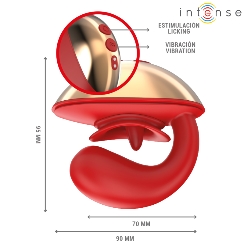 INTENSE - MARIAH VIBRATOR &amp; STIMULATOR IN U-SHAPE 10 VIBRATIONS RED