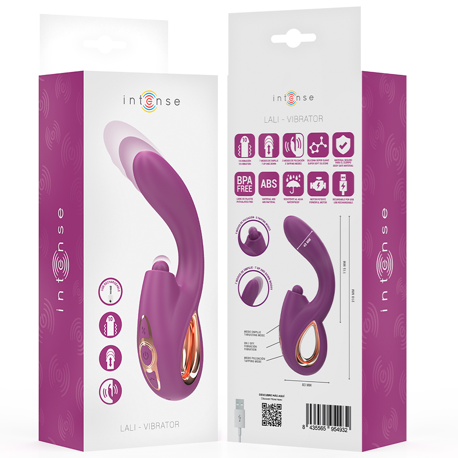INTENSE - LALI VIBRATEUR POINT G MULTIFONCTIONNEL TAPING &amp; GORGE &amp; VIBRATION VIOLET