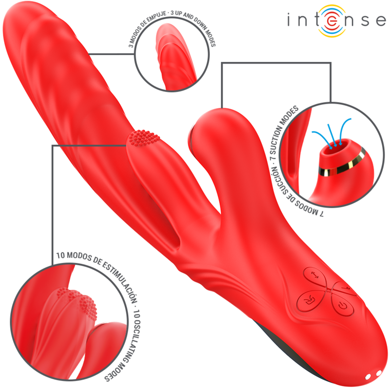 INTENSE - KAROL VIBRATEUR MULTIFONCTIONNEL GORGE &amp; STIMULATION &amp; ONDES STIMULANTES ROUGE