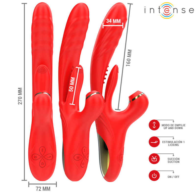 INTENSE - KAROL MULTIFUNCTIONELE VIBRATOR KEEL &amp; STIMULATIE &amp; STIMULERENDE GOLVEN ROOD