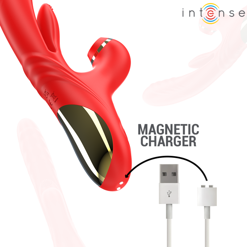 INTENSE - KAROL VIBRATEUR MULTIFONCTIONNEL GORGE &amp; STIMULATION &amp; ONDES STIMULANTES ROUGE