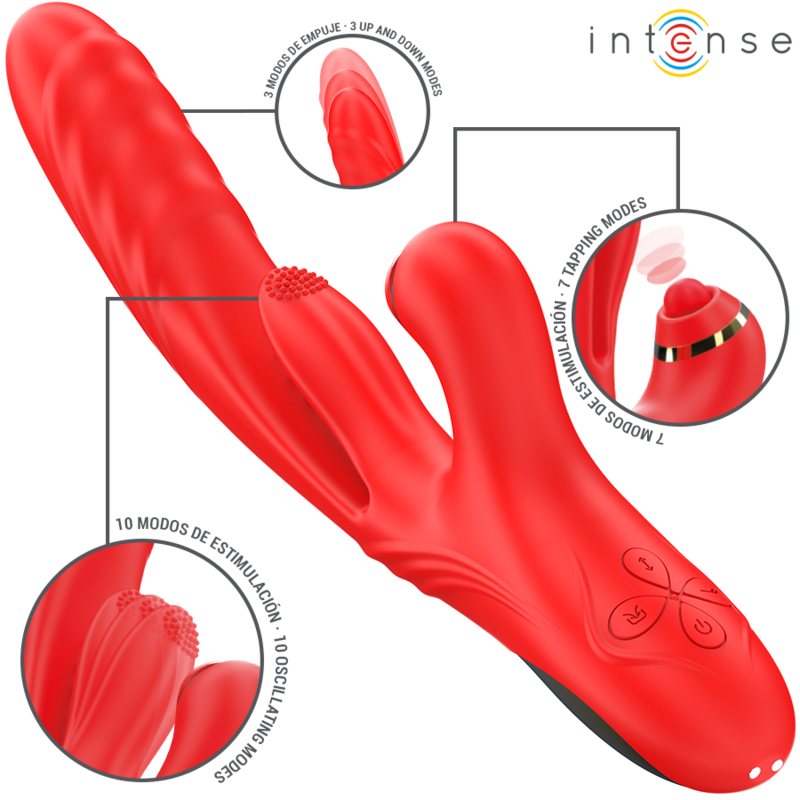 INTENSE - ROSALIA MULTIFUNCTIONELE VIBRATOR 3 IN 1 ROOD