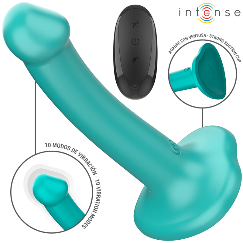 INTENSE - VIBRATEUR KATIE À VENTOUSES 10 VIBRATIONS TÉLÉCOMMANDE BLEUE