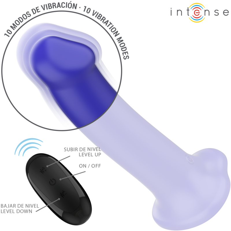 INTENSE - VIBRATEUR VICTORIA À VENTOUSE 10 VIBRATIONS BLEU FONCÉ TÉLÉCOMMANDE