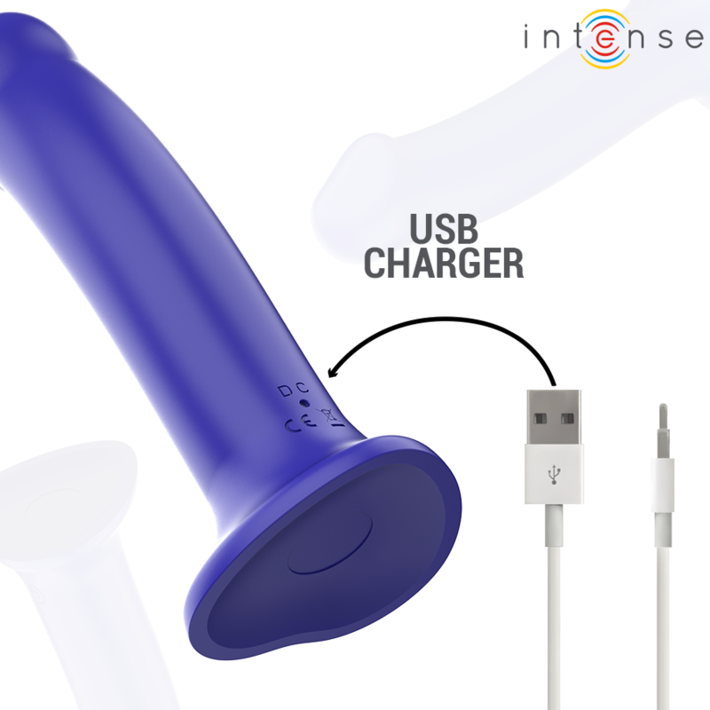 INTENSE - VIBRATEUR VICTORIA À VENTOUSE 10 VIBRATIONS BLEU FONCÉ TÉLÉCOMMANDE