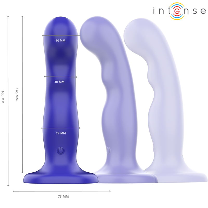 INTENSE - KORTE VIBRATOR MET ZUIGNAPPEN BLAUWE AFSTANDSBEDIENING