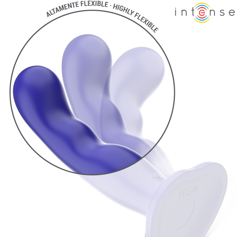 INTENSE - KORTE VIBRATOR MET ZUIGNAPPEN BLAUWE AFSTANDSBEDIENING