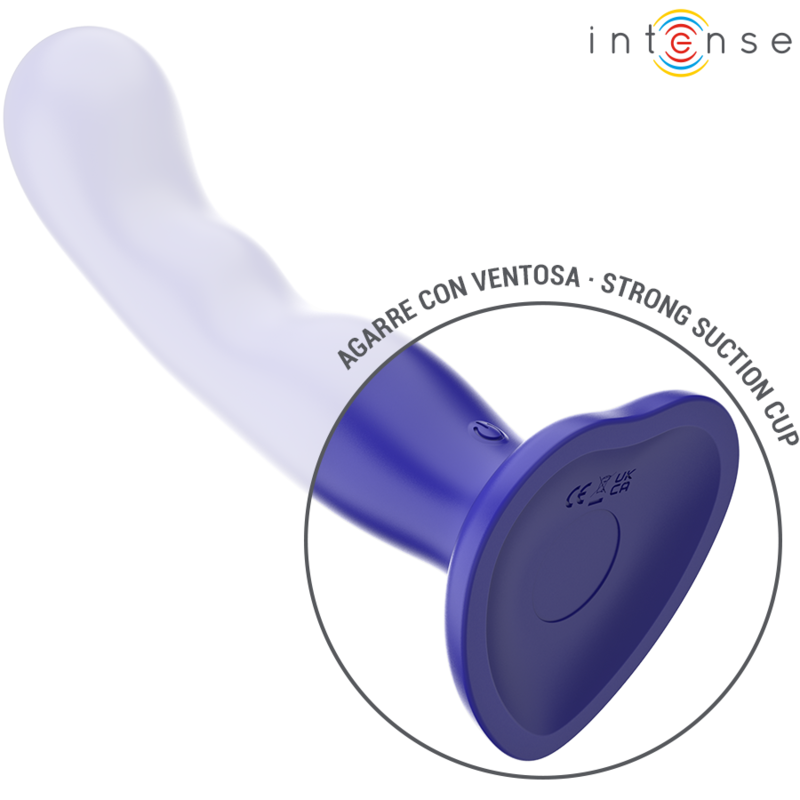 INTENSE - KORTE VIBRATOR MET ZUIGNAPPEN BLAUWE AFSTANDSBEDIENING