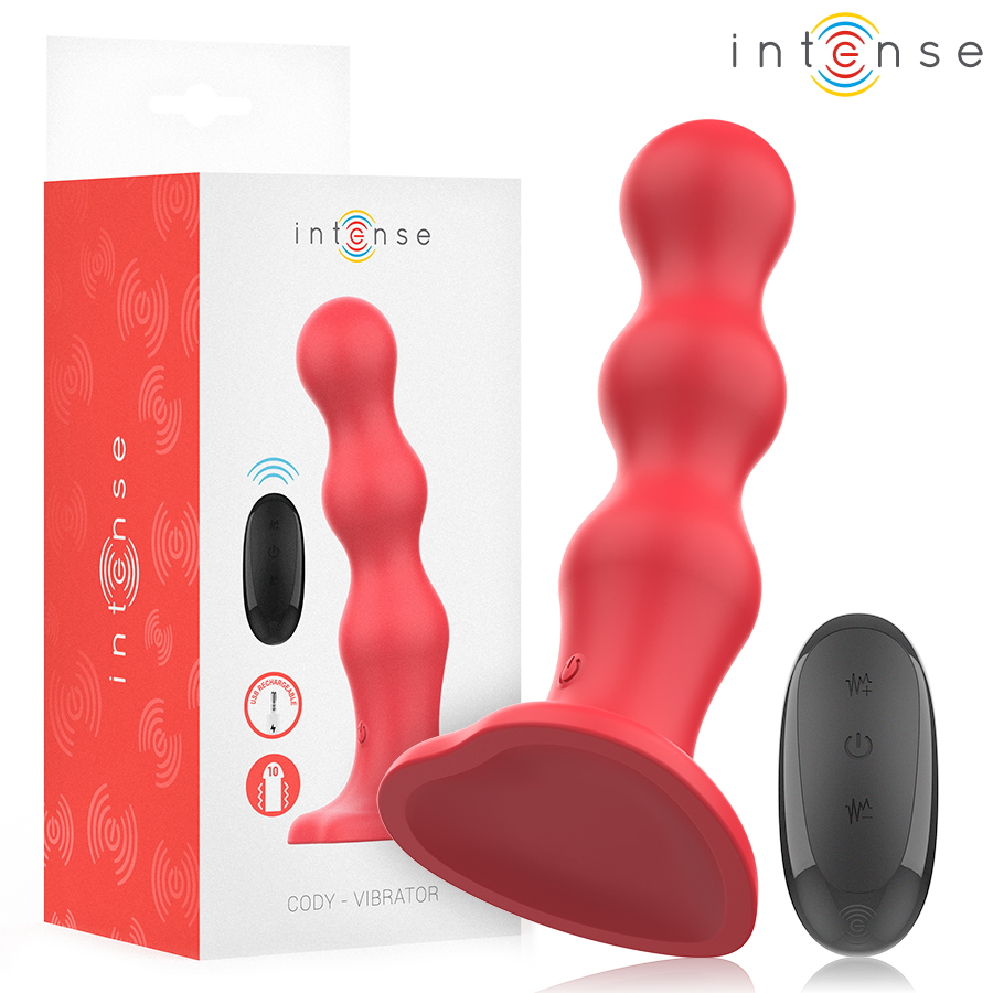 INTENSE - CODY VIBRATEUR AVEC VENTOUSES TÉLÉCOMMANDE ROUGE