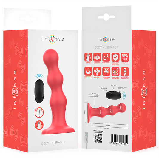 INTENSE - CODY VIBRATEUR AVEC VENTOUSES TÉLÉCOMMANDE ROUGE