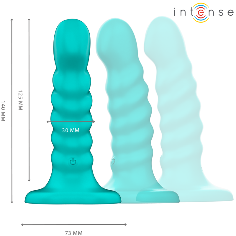 INTENSE - VIBRATEUR BUFFY TAILLE S DESIGN SPIRALE 10 VIBRATIONS TÉLÉCOMMANDE BLEUE