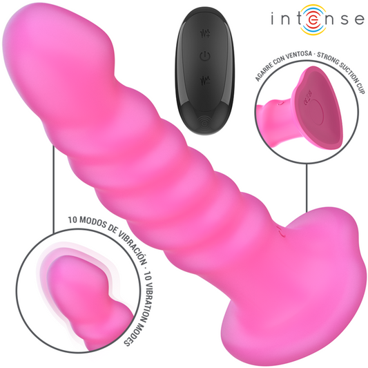 INTENSE - VIBRATEUR CINDY TAILLE L DESIGN SPIRALE 10 VIBRATIONS ROSE TÉLÉCOMMANDE