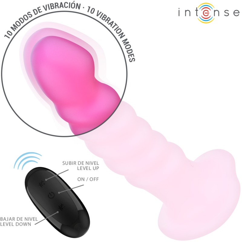 INTENSE - VIBRATEUR CINDY TAILLE L DESIGN SPIRALE 10 VIBRATIONS ROSE TÉLÉCOMMANDE