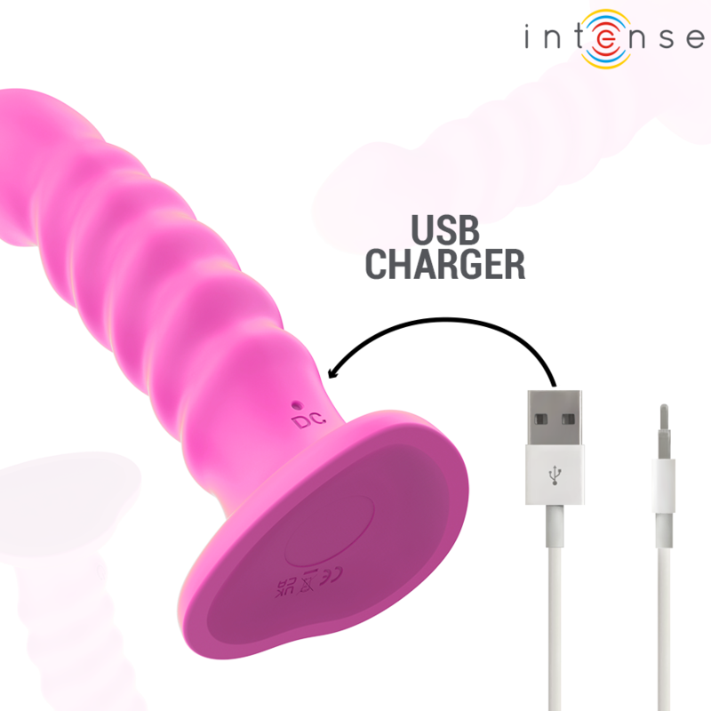 INTENSE - VIBRATEUR CINDY TAILLE L DESIGN SPIRALE 10 VIBRATIONS ROSE TÉLÉCOMMANDE