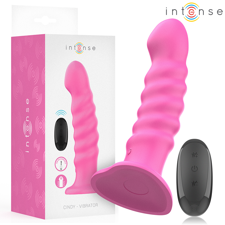 INTENSE - VIBRATEUR CINDY TAILLE L DESIGN SPIRALE 10 VIBRATIONS ROSE TÉLÉCOMMANDE