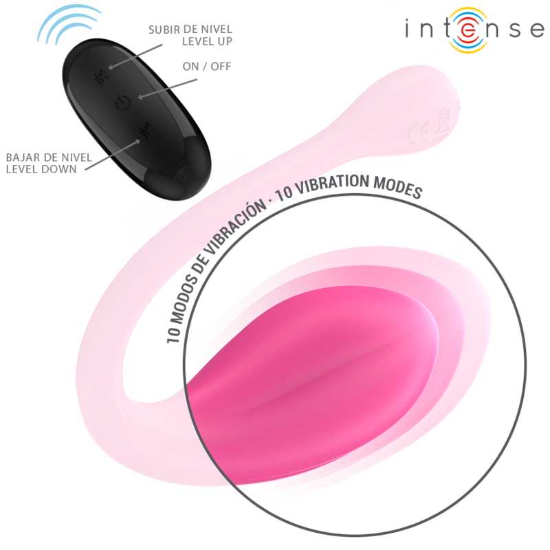 INTENSE - JANICE U VIBRATOR DUBBELE STIMULATIE 10 VIBRATIES ROZE AFSTANDSBEDIENING