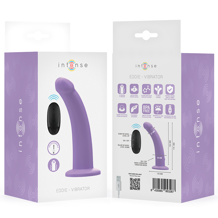 INTENSE - VIBRATEUR EDDIE 17,5 CM 10 VIBRATIONS VIOLET TÉLÉCOMMANDE