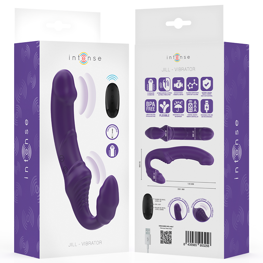 INTENSE - JILL DOUBLE VIBRATEUR 20 CM VIOLET TÉLÉCOMMANDE