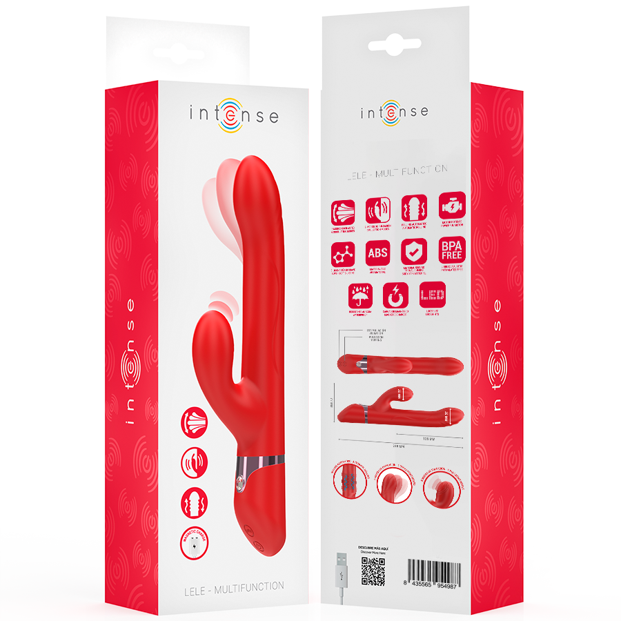 INTENSE - LELE VIBRATEUR MULTIFONCTIONNEL ROTATIF &amp; OSCILLATION &amp; STIMULATION ROUGE