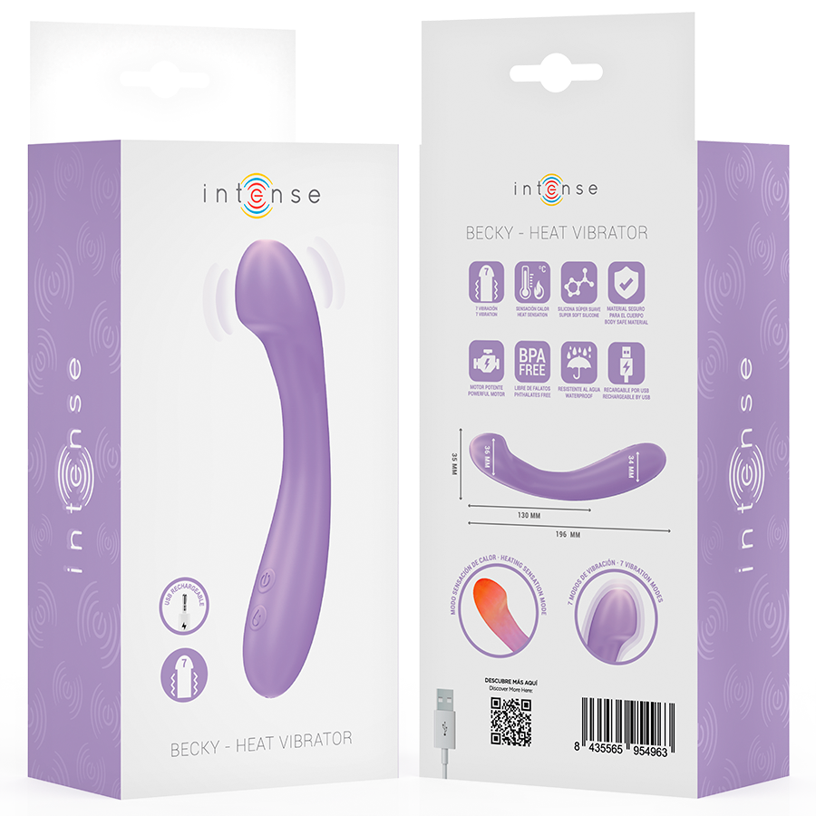 INTENSE - VIBRATEUR BECKY 19 CM CHAUFFANT 7 VIBRATIONS VIOLET