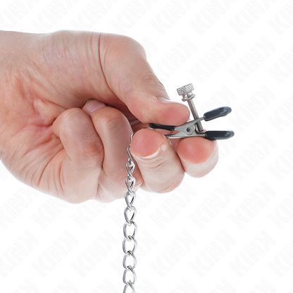 KINK - FLACHE KETTE NIPPELKLEMMEN SILBER 34 CM